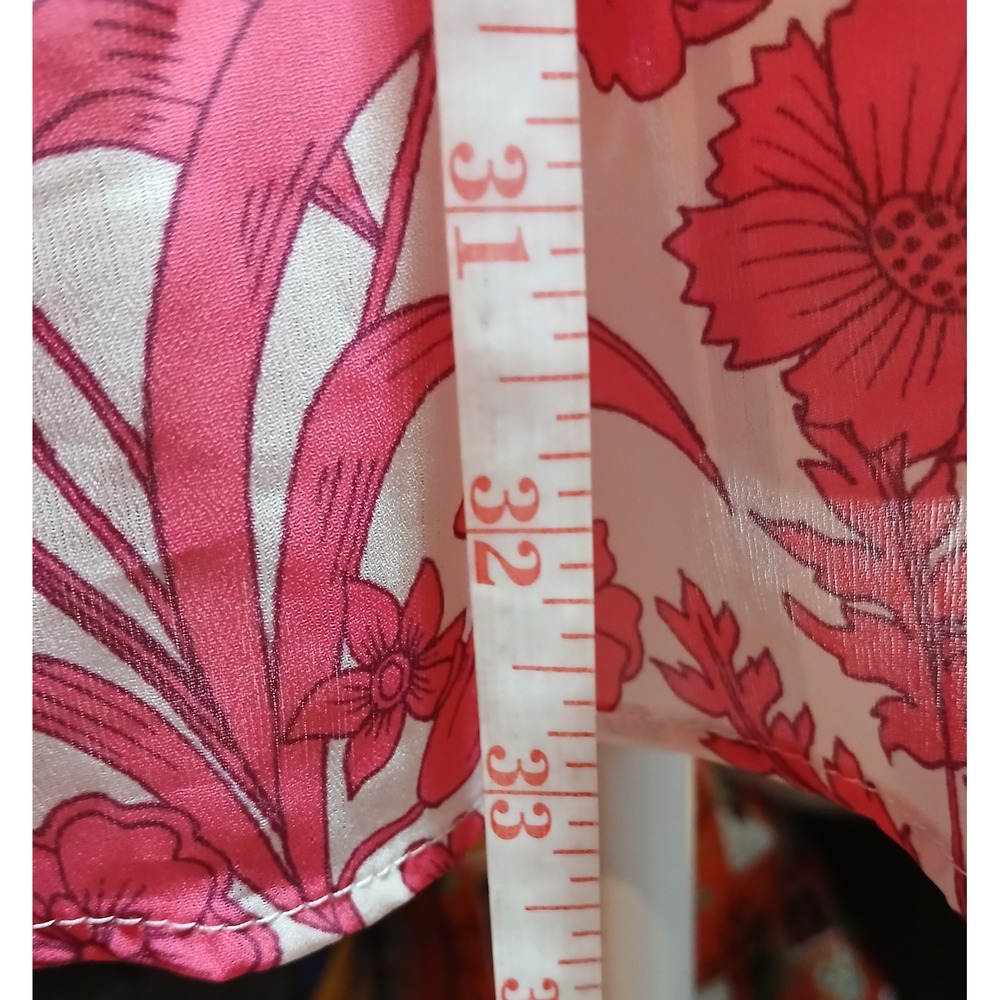 Flying Tomato Pink White Floral Bell Sleeve Tiered Mini Dress ID17931 Womens L - Picture 11 of 12